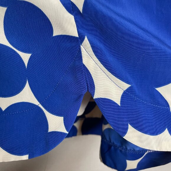 Yoana Baraschi Dress Dotted Women Size 10 Blue Cream Cut-Out Neckline Tie‎ Belt - Picture 13 of 15